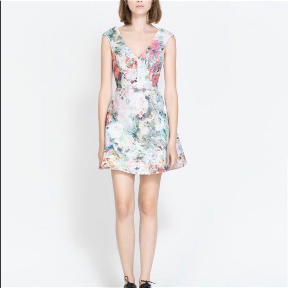 Zara | TRF | Jacquard with Cut-Out Floral Dress